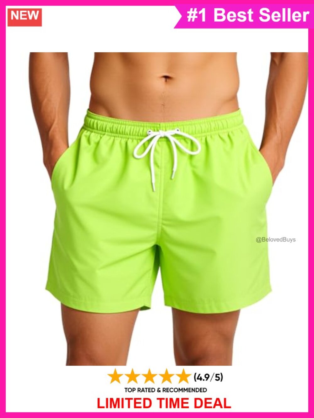 Mens Quick Dry Swim Trunks Board Shorts Mesh Lining Pockets
